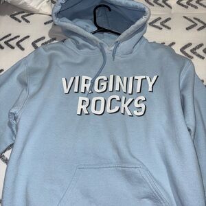 Blue Hoodie with Bold Statement